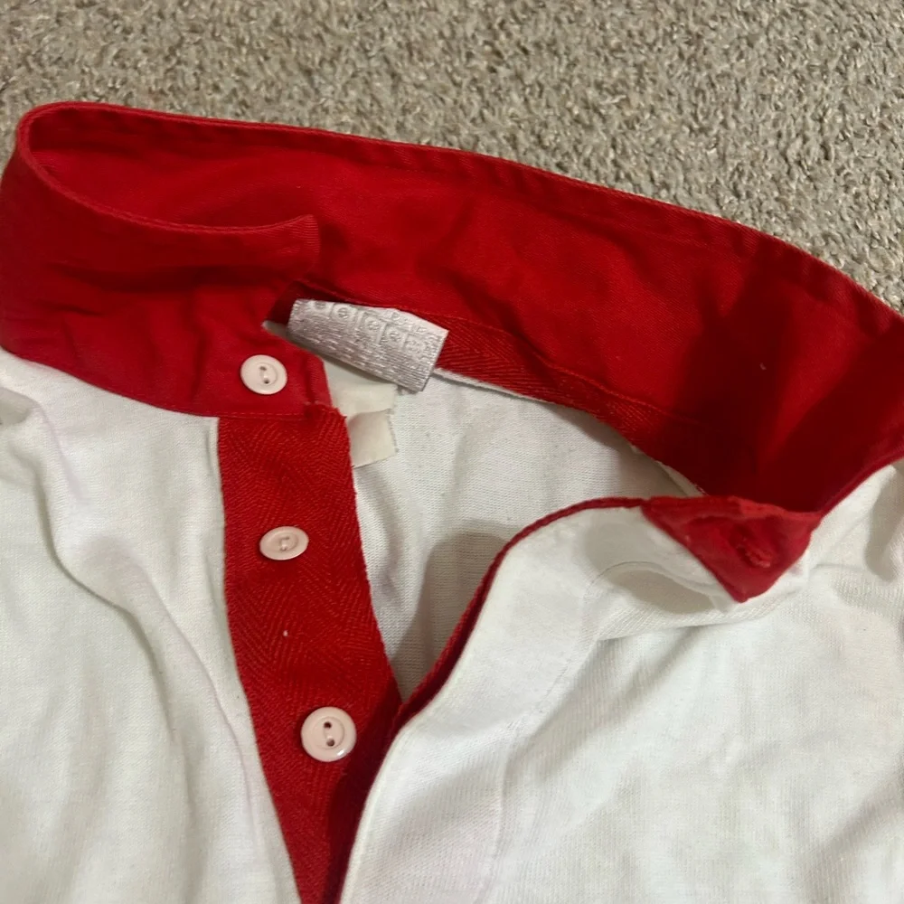 80s ADIDAS Rugby Shirt Vtg. Spellout Long Sleeve Polo Jersey Red White Retro Men